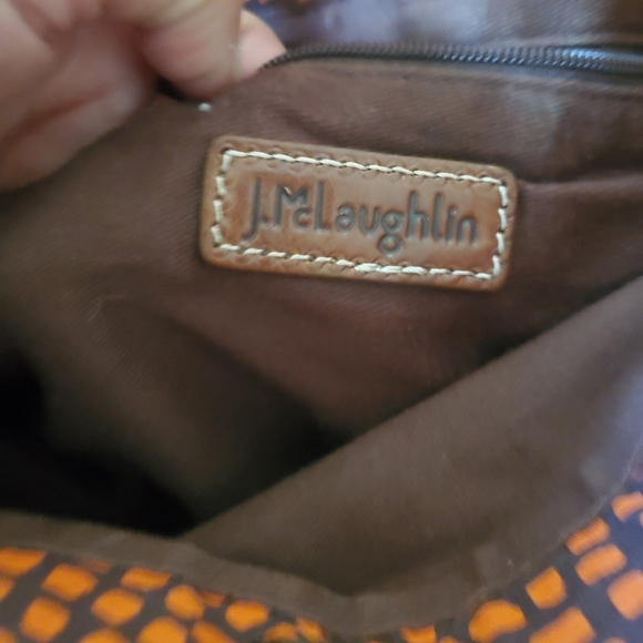J Mclaughlin Orange And Brown Womans Tote Bag - Picture 6 of 8